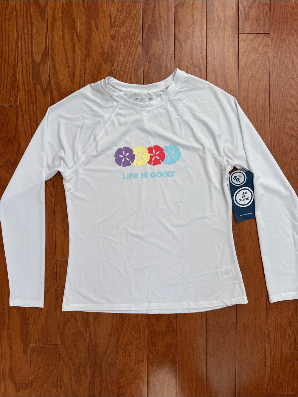 Life Is Good White Long-Sleeve Wet Shirt UPF 50+ Small NWT